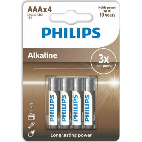 Μπαταρίες Philips Alkaline AAA LR03 Micro 1.5V συσκευασία 4 τεμαχίων
